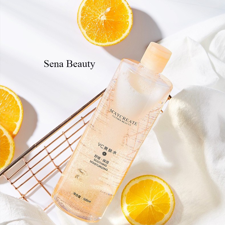 Nước hoa hồng Maycreate VC Smoothing Moisturising Toner 500ml Sena Beauty