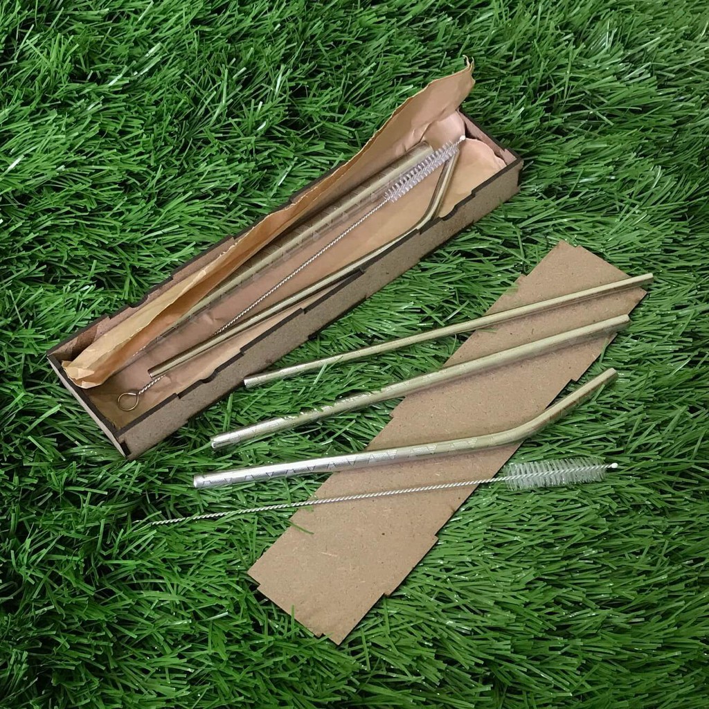 Bộ ống hút Inox sang trọng với hoa văn trang nhã cho gia đình, vệ sinh, tiện dụng - Shop Tiện Ích Vượt Trội