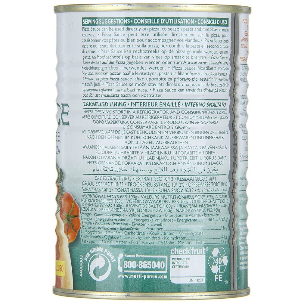 Pizza Sauce Aromatizzata Mutti 400g (Lon)