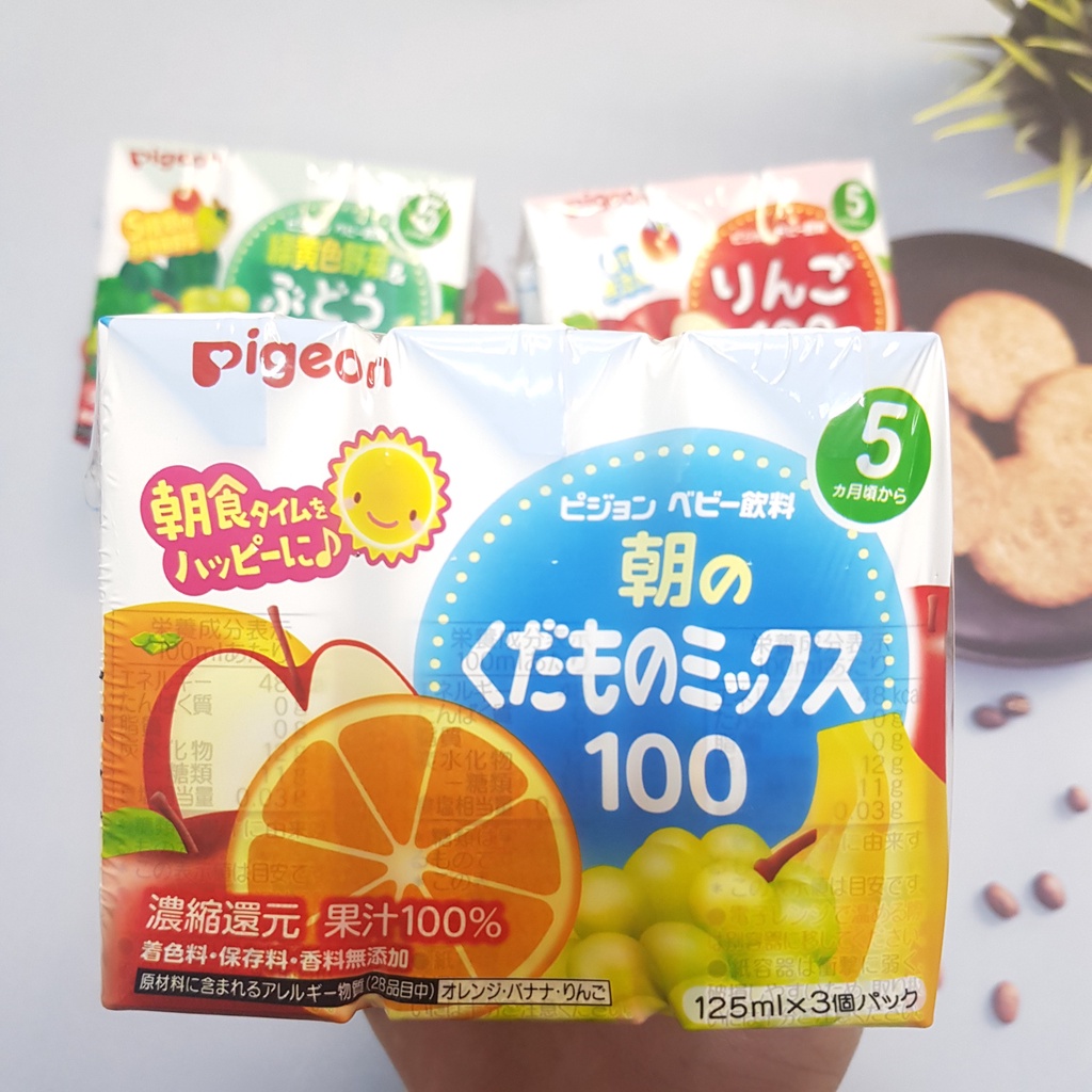 NƯỚC ÉP TRÁI CÂY PIGEON CHO BÉ TỪ 3M+ 1 lốc 3 hộp