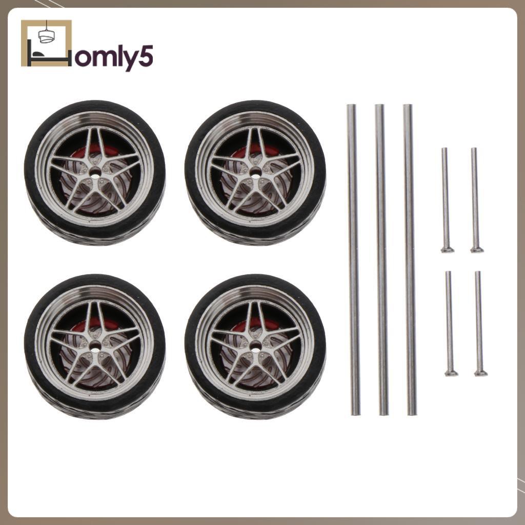 Bộ 4 bánh xe cao su tỉ lệ 1 / 64 cho xe ô tô đồ chơi điều khiển từ xa