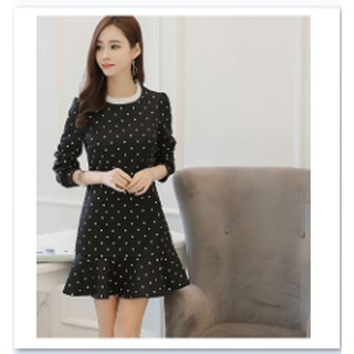 Đầm Công Sở Chấm Bi Đuôi Cá