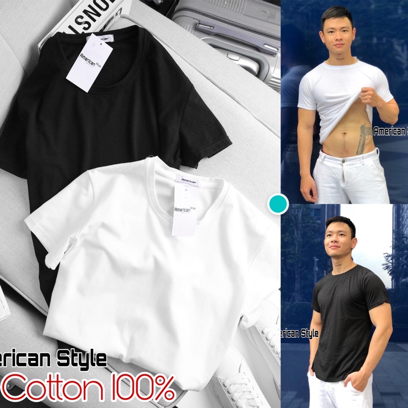 [Hàng Mới Về]Áo Phong Nam Nữ Trắng Đen Thun Cotton American Style Thời Trang Cao Cấp Rất Đẹp