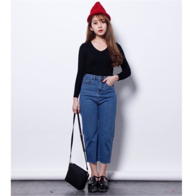 Quần jean nữ LỠ QUA GỐI màu xanh đậm siêu xinh mtts1-9