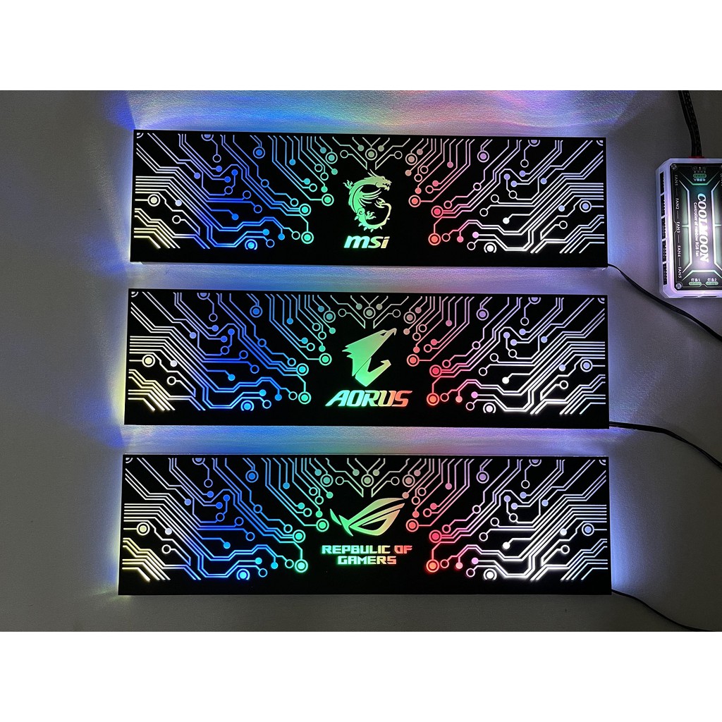 Cover Che Nguồn Máy Tính Led RGB Đồng Bộ Hub Coolmoon Và Mainboard(3Pin 5V) - Họa Tiết Mạch Điện Vô Cực và Logo Các Hãng