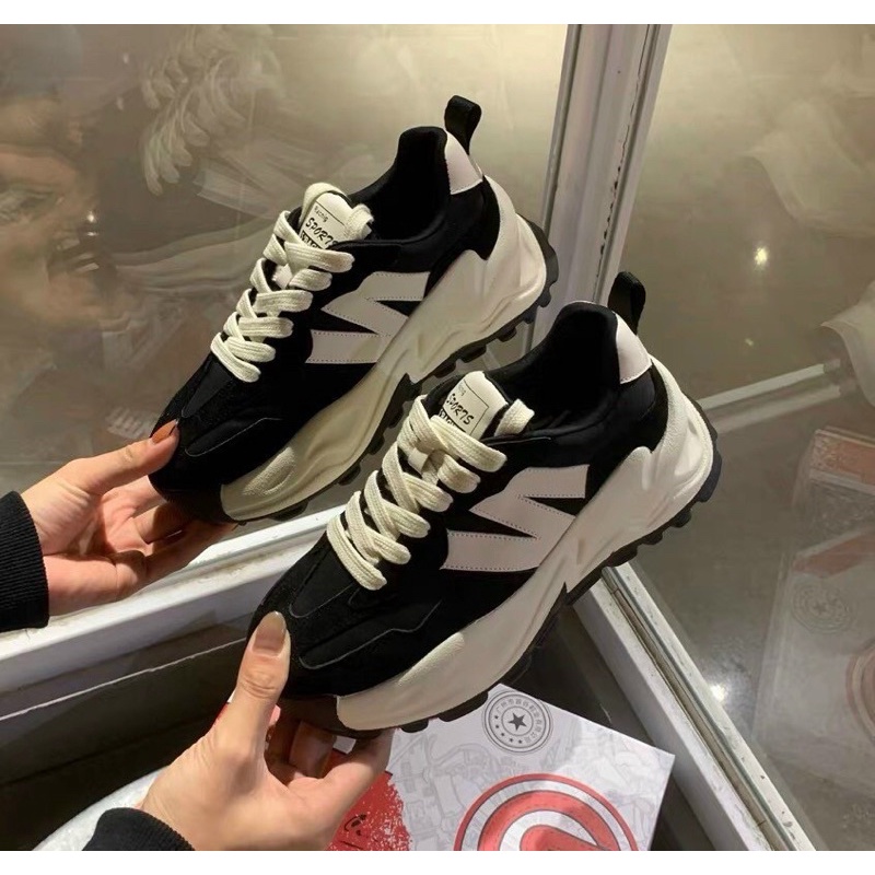 [Sẵn- hàng đẹp]Giày nữ, giày sneaker da lộn phong cách, giày thể thao nữ chữ N hót hít