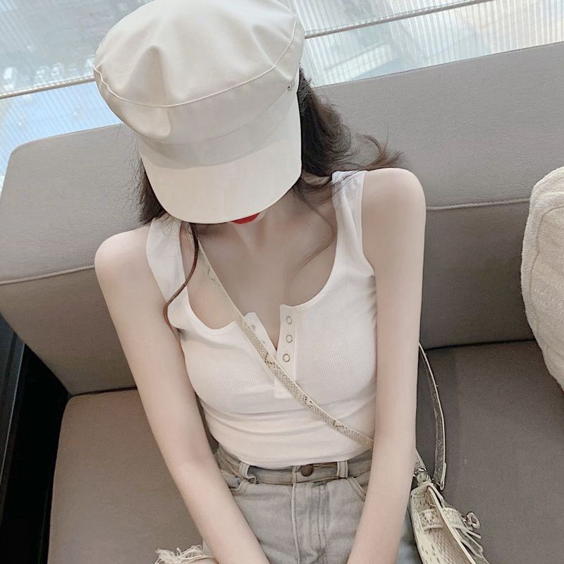 Áo Croptop 2 Dây Phối 3 Khuy PEONYB Nữ  🌸 Thun kiểu thể thao cổ chữ V cá tính đường phố hàn quốc Ulzzang 🌸