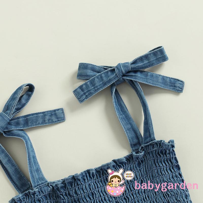 Bộ áo liền quần hai dây màu trơn có thể điều chỉnh thời trang cho bé gái từ 6 tháng tuổi