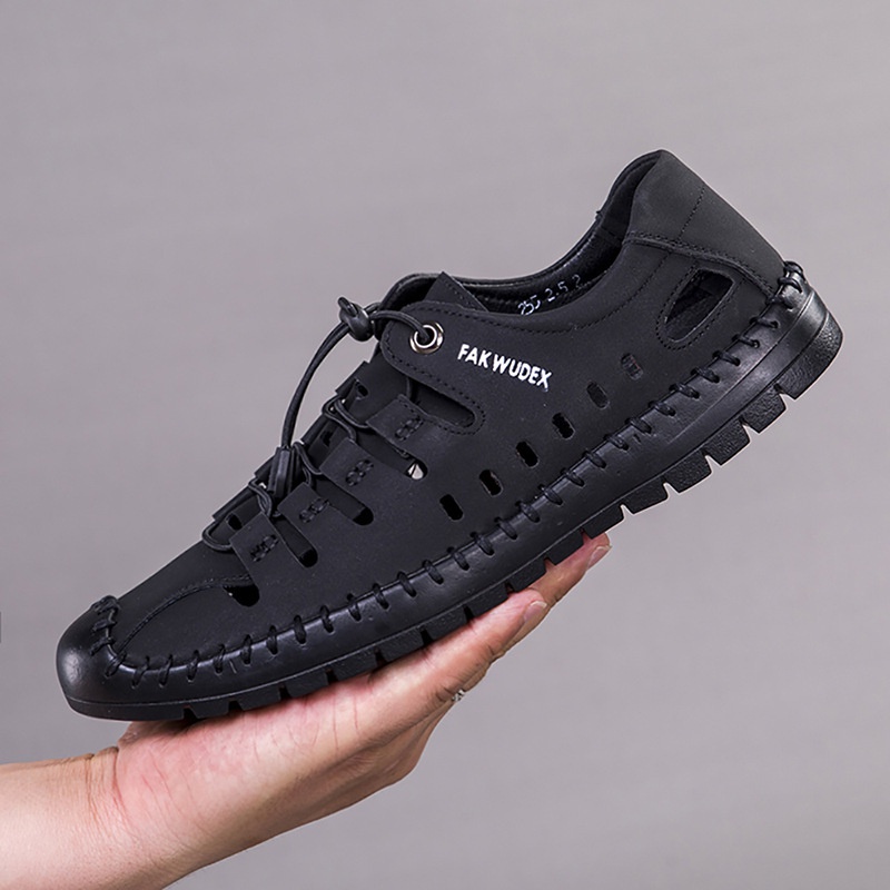 Giày Sandal Da PU Đế Mềm Thoáng Khí Phong Cách Hàn Quốc Thời Trang Mùa Hè Cho Nam