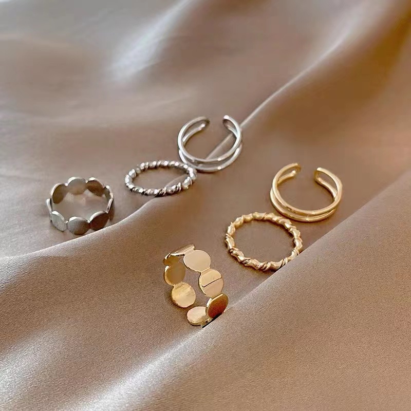 Set Ba Nhẫn Hở Màu Trơn Thời Trang Cá Tính Có Thể Điều Chỉnh