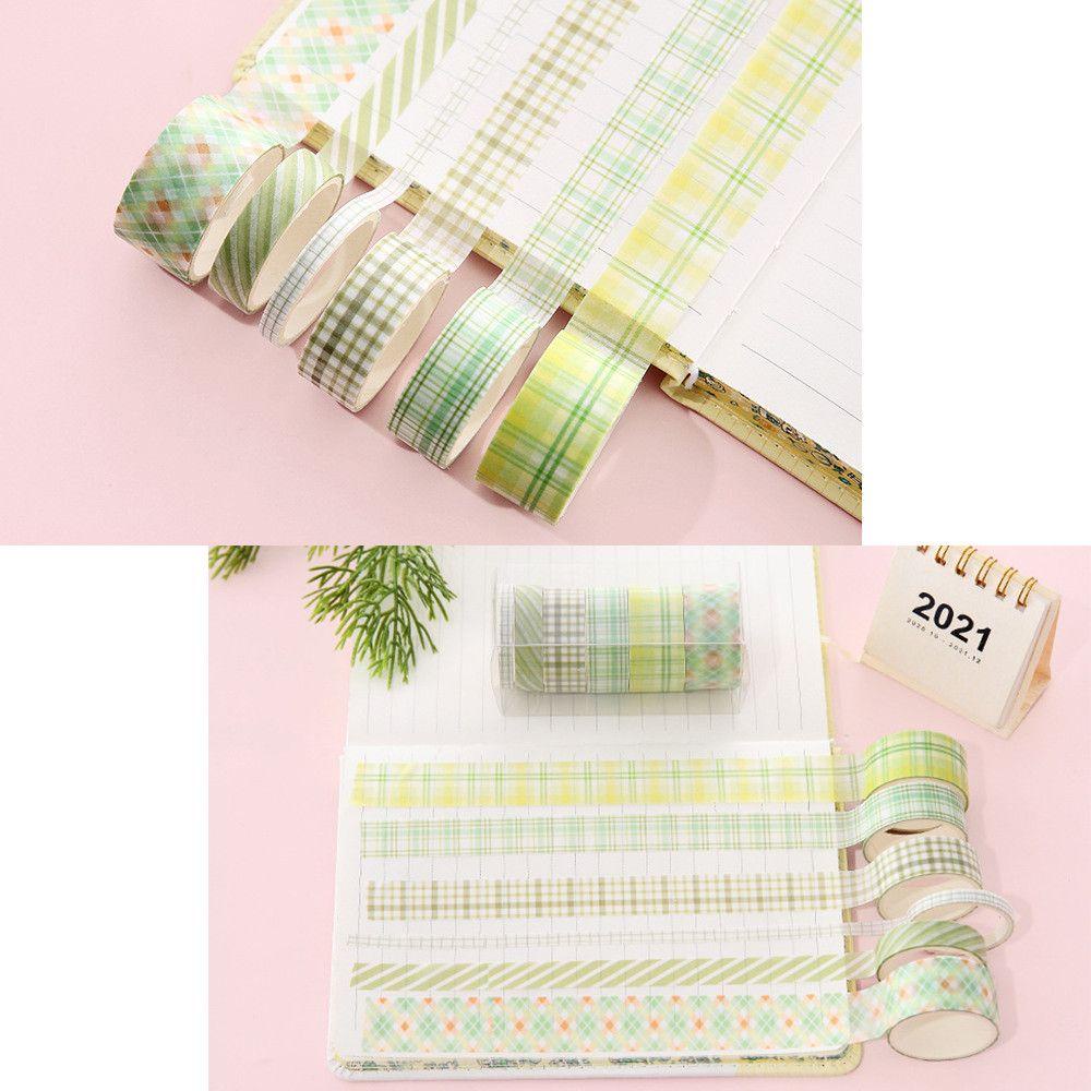 Hộp 6 Cuộn Băng Dính Washi Họa Tiết Dễ Thương Trang Trí Nhật Ký