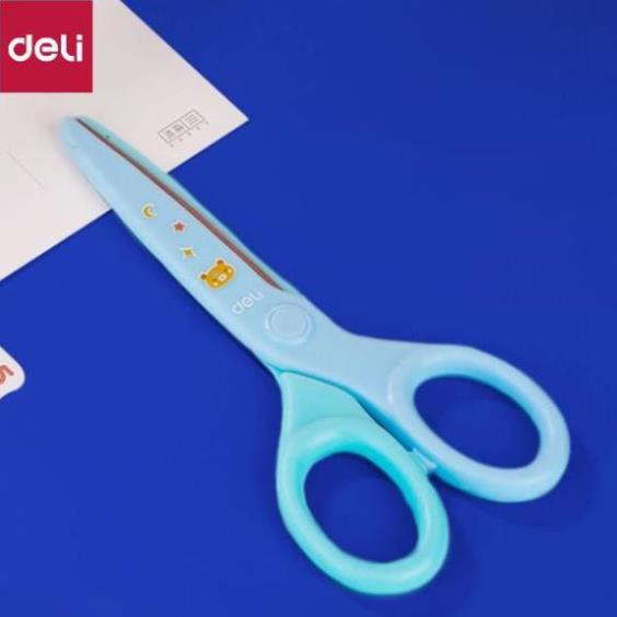 Kéo học sinh Deli hình con gấu dễ thương - Kéo cắt thực hành thủ công - 6023S [Deli]