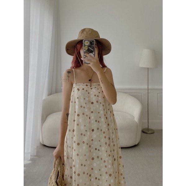 [Mã SKAMA06 giảm 8% tối đa 50K đơn 250K] Teresa dress - Đầm hai dây hoa xoè - Somalyng.studio | BigBuy360 - bigbuy360.vn