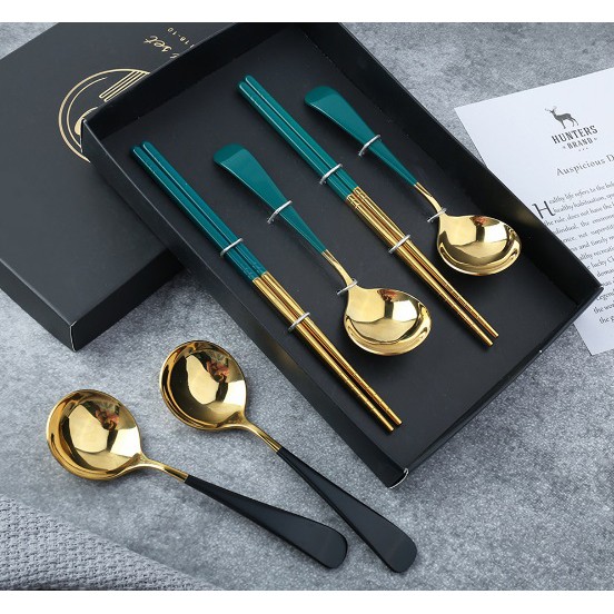 Cặp 2 bộ muỗng đũa inox 304 được đóng hộp giftbox sang trọng