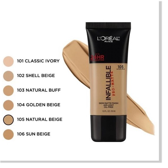 [Mã chiết khấu giảm giá mỹ phẩm chính hãng] Kem Nền Trang Điểm L'Oreal Infallible Pro-Matte 24H Foundation Makeup