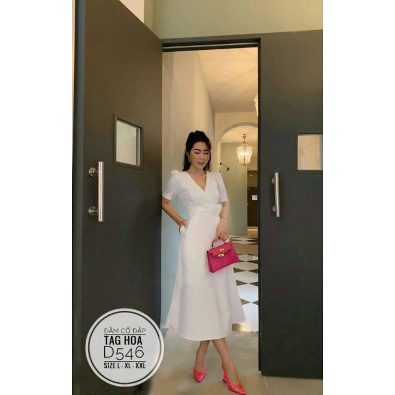 Đầm big size cổ đắp tag hoa từ 60kg-90kg