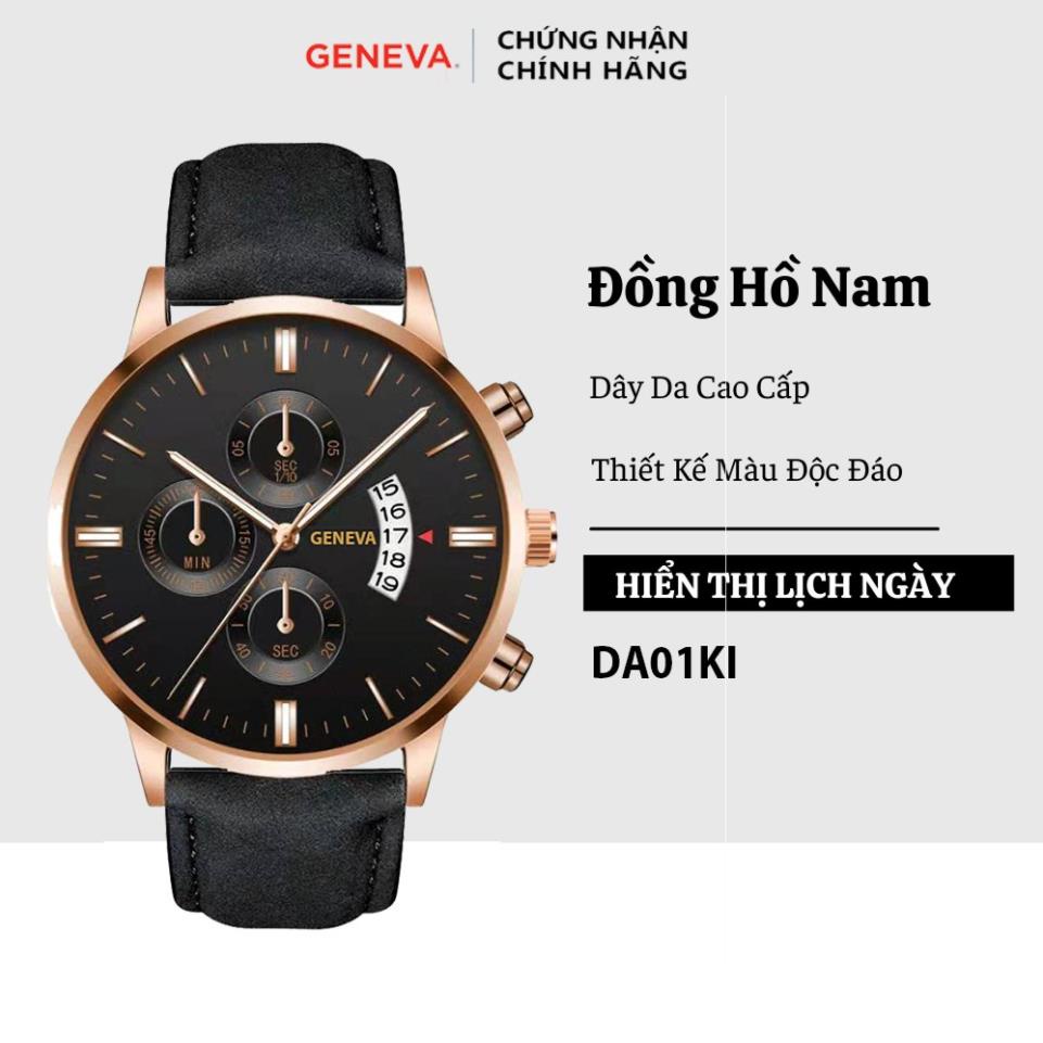 Đồng Hồ Nam GENEVA Dây Da Thời Trang Cao Cấp 2022 Full Hộp Xịn Xò Phong Cách Hàn Quốc