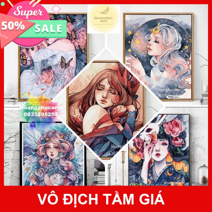 Tranh số hoá 40x50 ĐÃ CĂNG KHUNG - Tổng hợp các mẫu cô gái cổ trang đẹp nhất