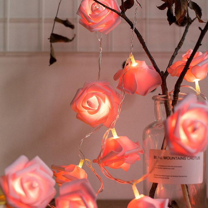 Dây đèn trang trí hoa hồng màu hồng  Decor trang trí phòng ngủ  Điều lãng mạn nhất dành tặng chính bạn
