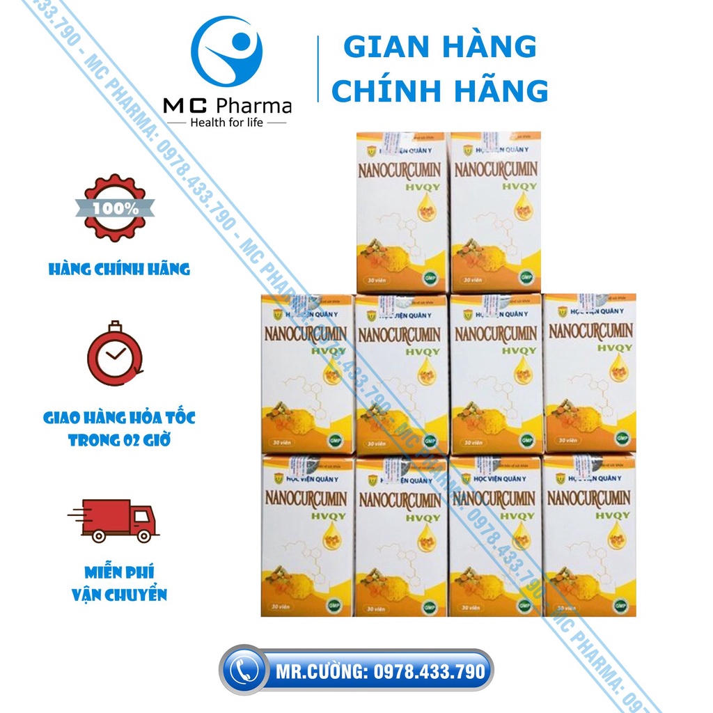 {Chính Hãng} Combo 10 hộp Nano Curcumin Học viện quân y {Hỗ trợ giảm triệu chứng đau dạ dày, tá tràng}