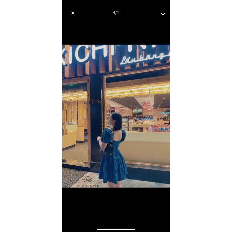 VÁY CÚP NGỰC 3 TẦNG CỔ VUÔNG TAY BỒNG | BigBuy360 - bigbuy360.vn