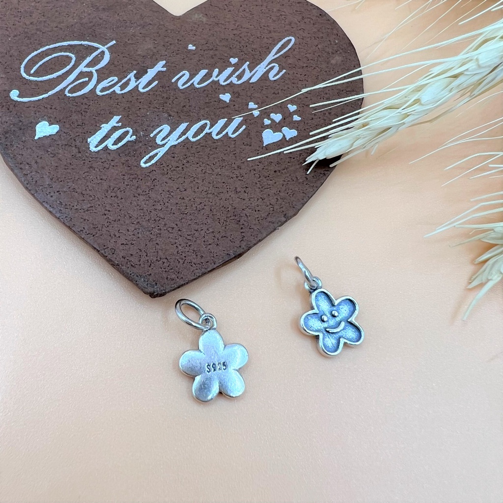 Charm móc treo bông hoa cười 5 cánh - Charm Bạc 925 - Mã CA771