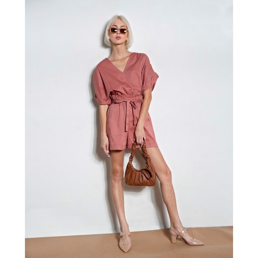 Jumpsuit ngắn tay cổ V - 10906104 J-P Fashion