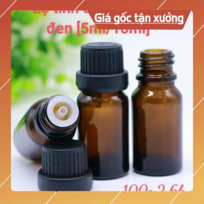 Lọ Chiết Serum ❤ RẺ VÔ ĐỊCH ❤ [5ml,10ml] Chai lọ đựng tinh dầu thủy tinh nắp đen nhỏ giọt , phụ kiện du lịch