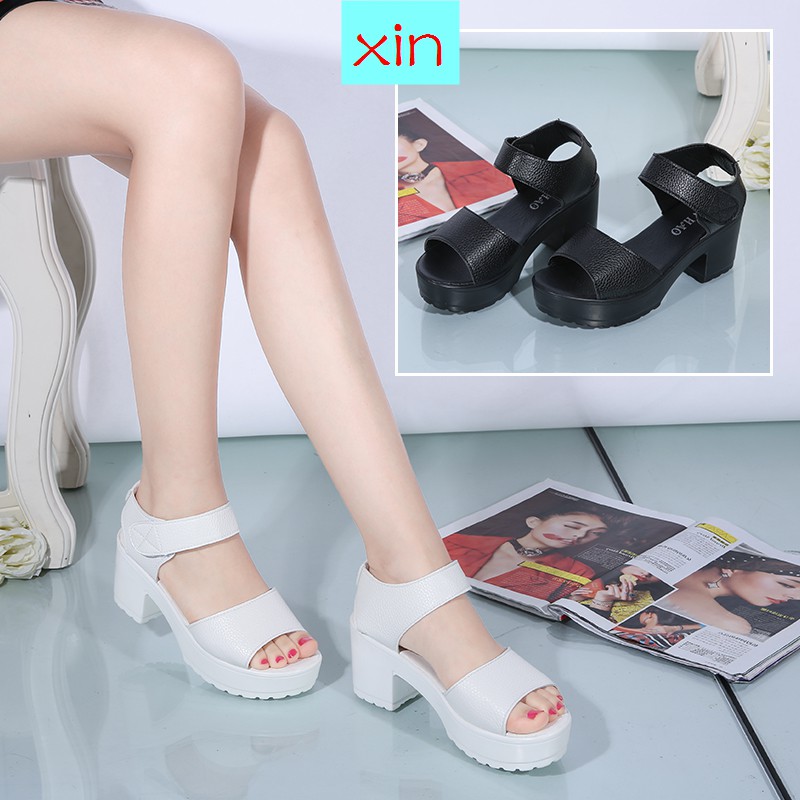 Giày sandal cao gót dày dặn chống nước thời trang hè mới năm 2021 cho nữ