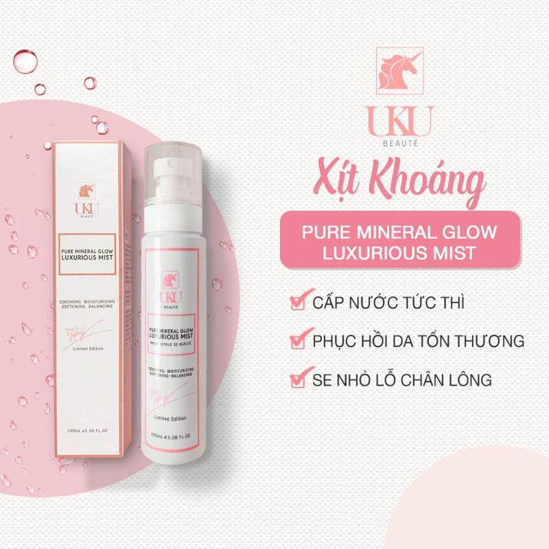 🦄UKU Beauté🦄Xịt khoáng tươi cao cấp Pure Mineral Spray - Luxurious Mist UKU Beauté cấp ẩm kiềm dầu 100ml - SHEE HOUSE