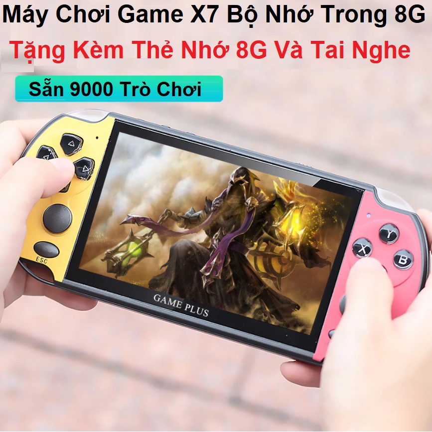 Máy Chơi Game X7, Tặng Thẻ Nhớ 8g Tặng Tai Nghe - Cài Sẵn 9000 Trò Chơi GBA, SNES, GBC, PSP, Nitendo