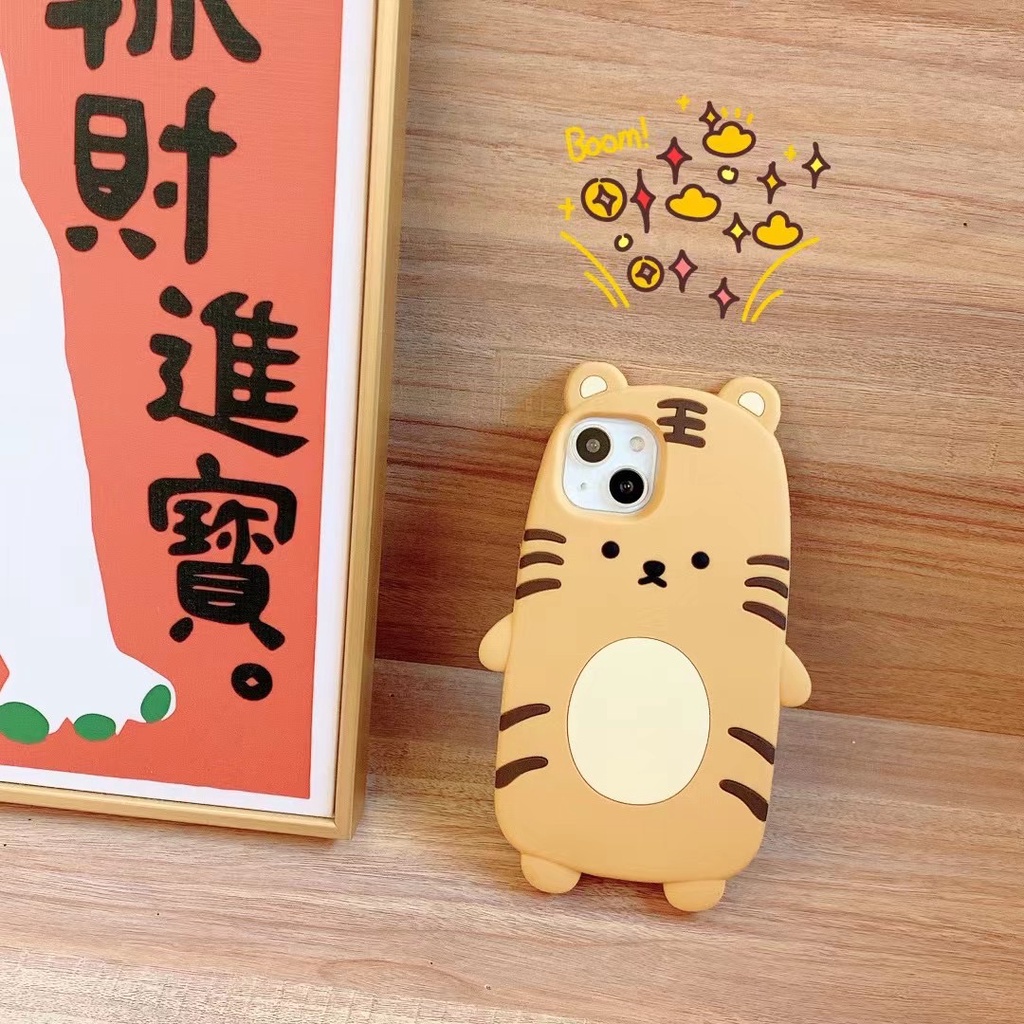 Ốp điện thoại silicon cao su mềm chú hổ hoạt hình cho iPhone 13 Pro Max 12 Pro Max 11 Pro Max 7 8 Plus SE2 XR Xs Max