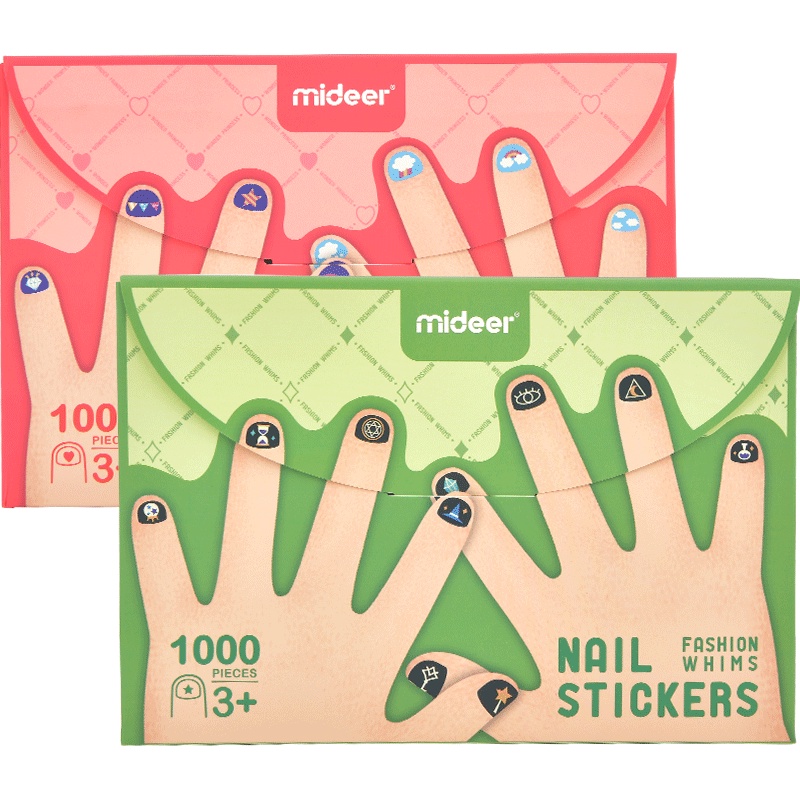 Đồ Chơi Sticker Dán Móng Tay Cho Bé Gái Nail Stickers Mideer - 2 Mẫu 1000 Miếng Dán Móng Tay Giả Cho Bé Gái - CleverKids