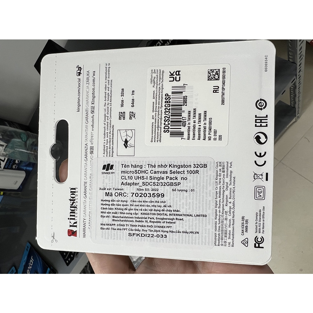 Thẻ nhớ MicroSD Kingston /withouth Adapter 100MB Canvas Select Plus chính hãng Synnex FPT phân phối