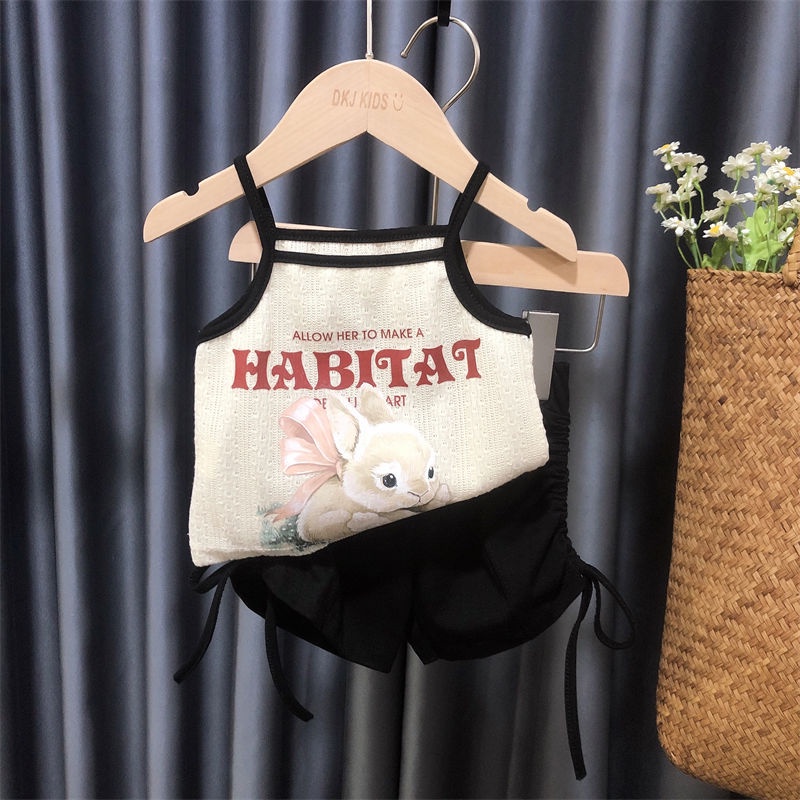 Bộ Áo Sát Nách + Quần Short Họa Tiết Hoạt Hình Thời Trang Mùa Hè Hàn Quốc 2023 Dành Cho Bé Gái