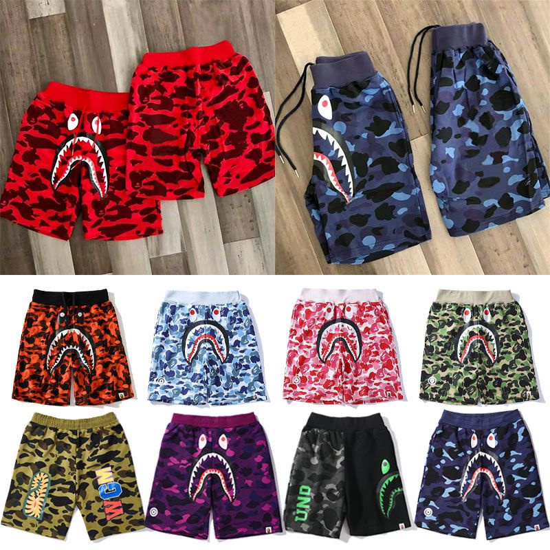 Quần Short In Logo Hình Cá Mập Phối Màu Rằn Ri Thời Trang Xuân Hè Trẻ Trung