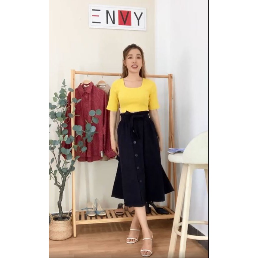 Áo Lami Top ENVY - A176, Áo croptop cổ vuông, tay ngắn siêu mát cho mùa hè thêm năng động.