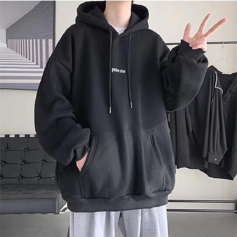 Áo hoodie dáng rộng in chữ phong cách Hàn Quốc thời trang hiphop size lớn M-5XL cho nam