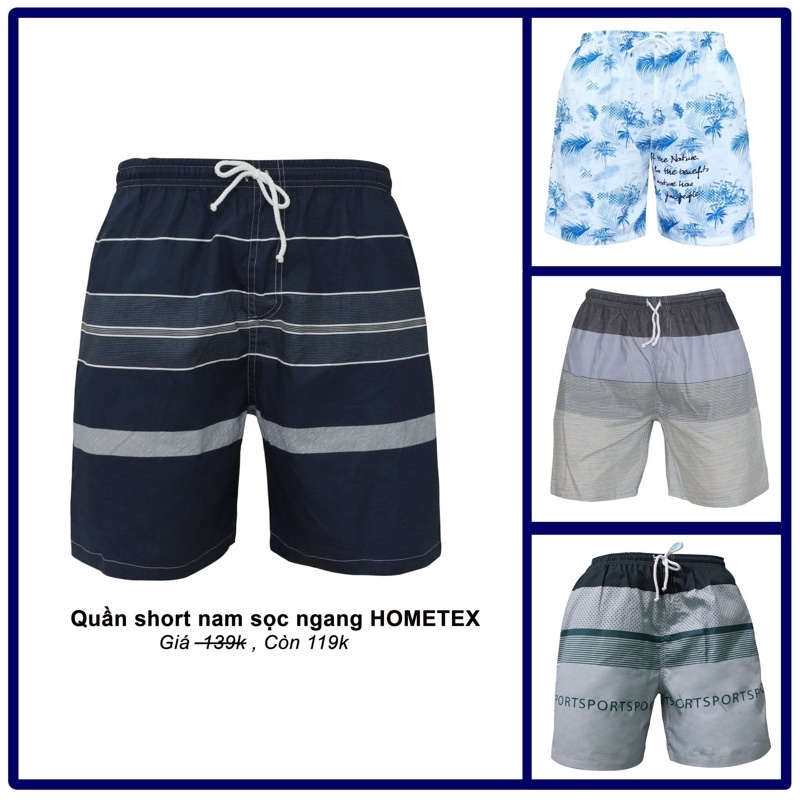 Quần sọt nam, quần đùi nam sọc ngang Hometex