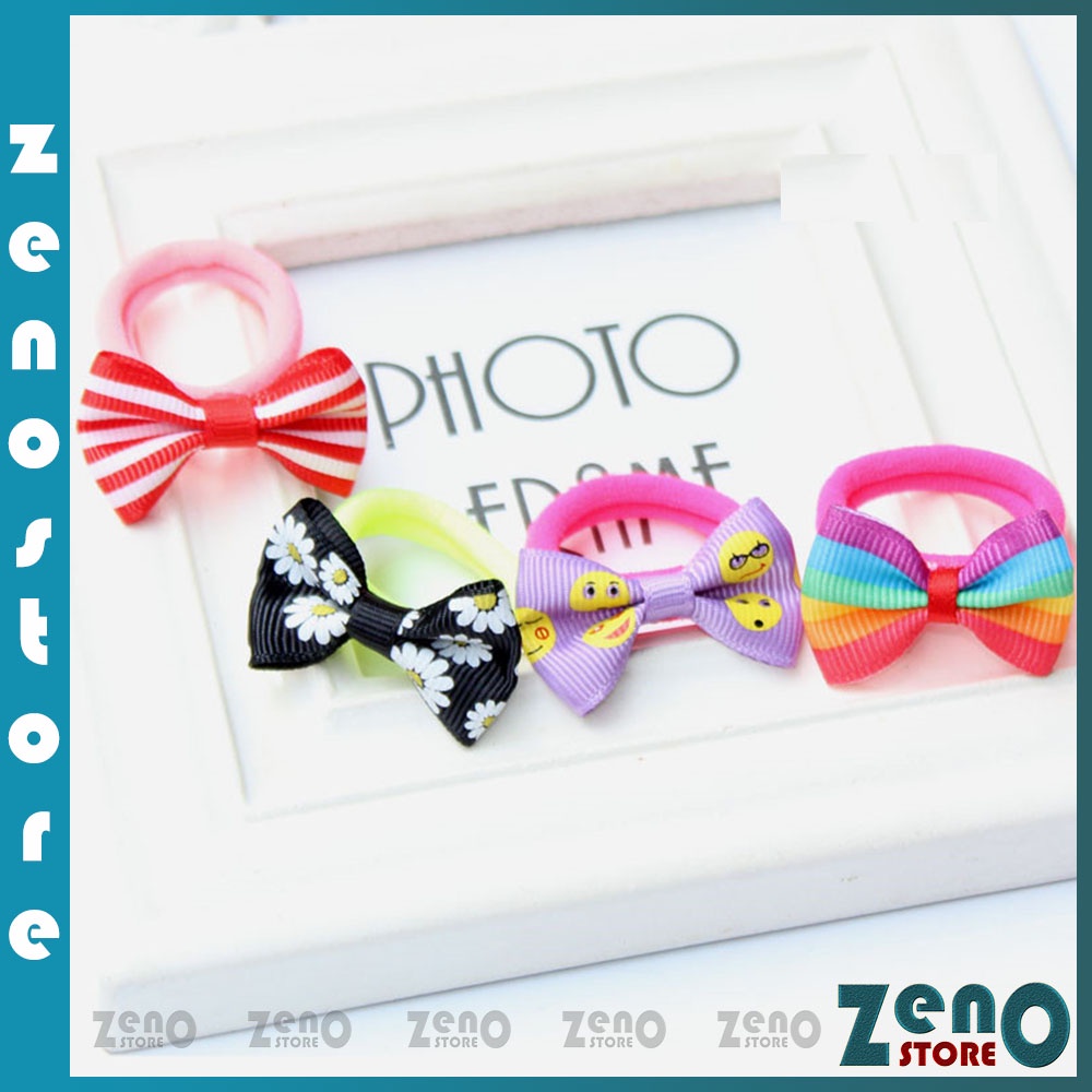 Set 10 dây buộc tóc đính nơ cho bé, chun buộc tóc nhiều màu co giãn dễ buộc PT23