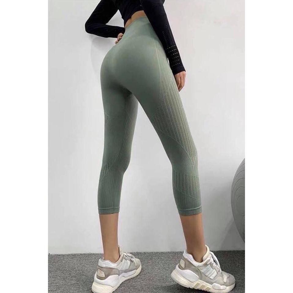 [EMMA] Quần Tập Gym Nữ Yoga [LEGGING] Naqi Lửng Lưới [ĐỒ TẬP]