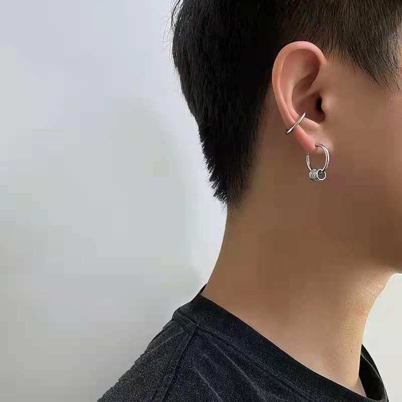 Khuyên Tai Bông Tai Nam Nữ Tròn Lồng Vòng Mini Thép Titan Không Gỉ