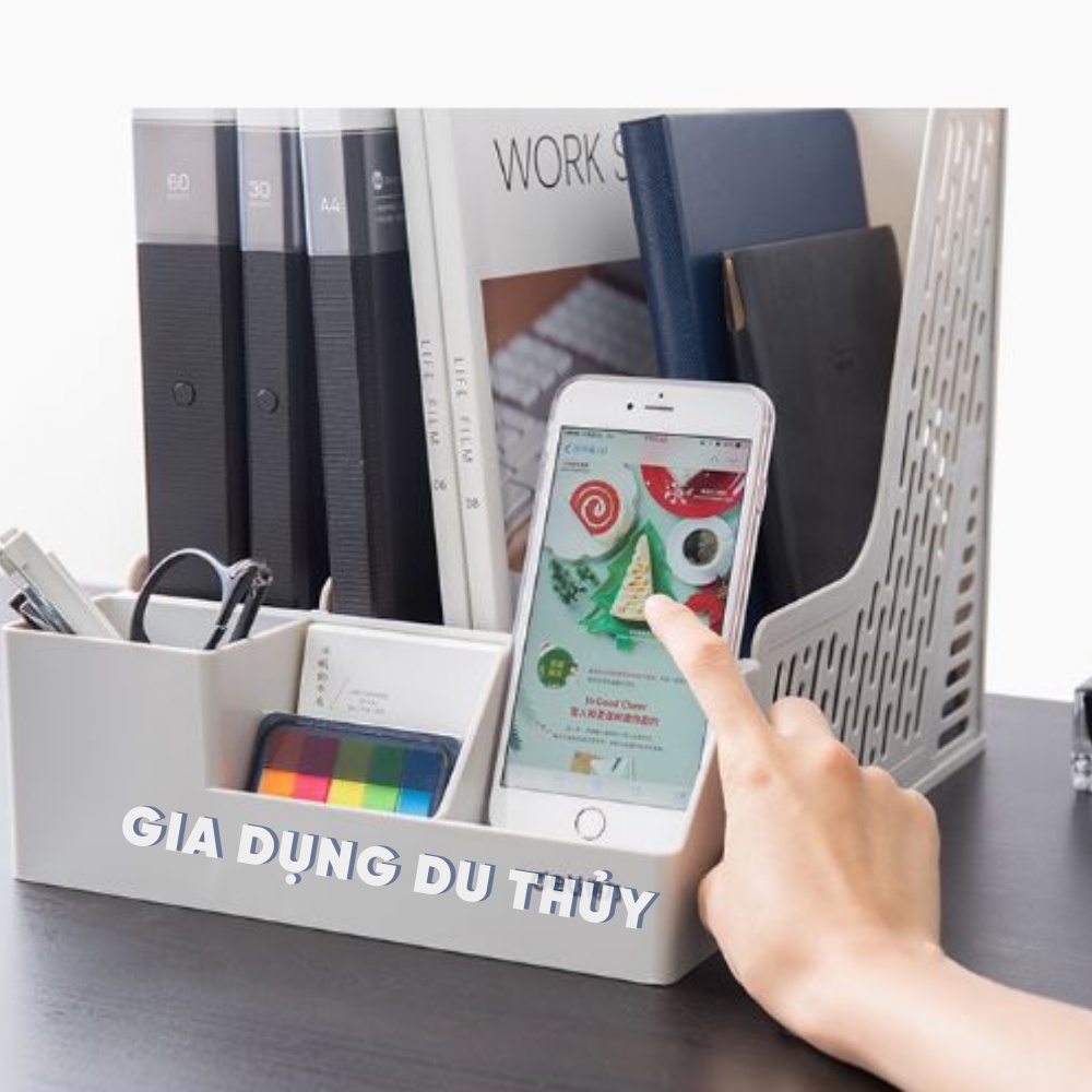 Khay đựng tài liệu hồ sơ văn phòng 3 ngăn đựng được giấy A4 có kèm khay đựng bút viết - Khay đựng tài liệu 3 ngăn 5680