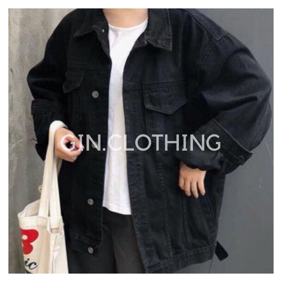 Áo khoác Jeans trơn đen | Áo khoác jeans nam nữ | Form rộng thoải mái | Unisex nam nữ | Màu đen