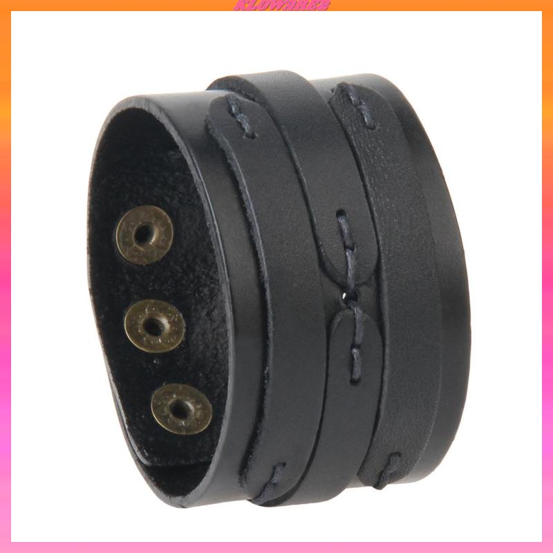 Kloware2] Vòng Tay Da Bản Rộng Màu Đen Phong Cách Punk Rock Cho Nam Và Nữ