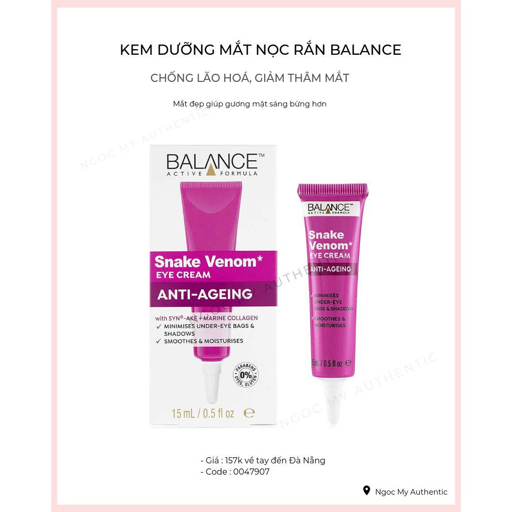 Kem mắt nọc rắn Balance - 15ml