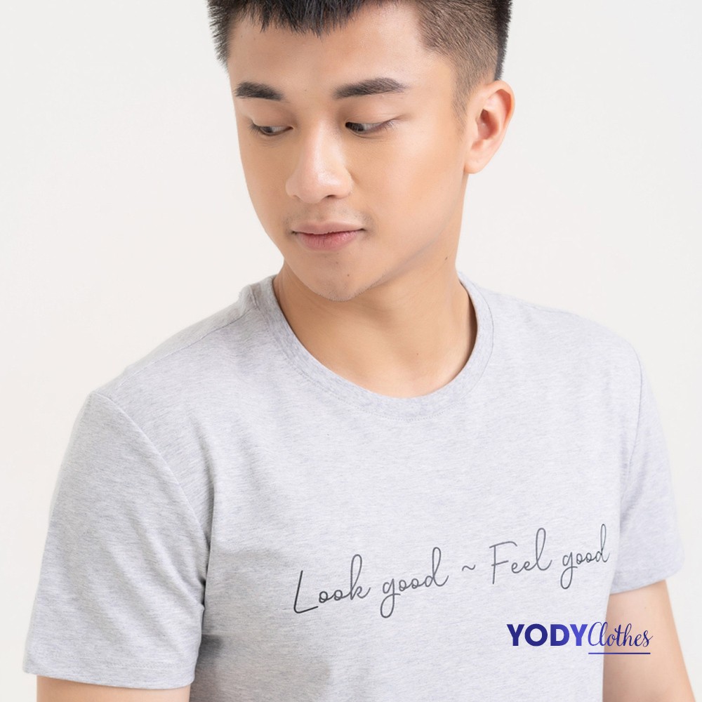 YODY áo thun phông nam cổ tròn tay ngắn vải cotton mát mẻ PPM3461