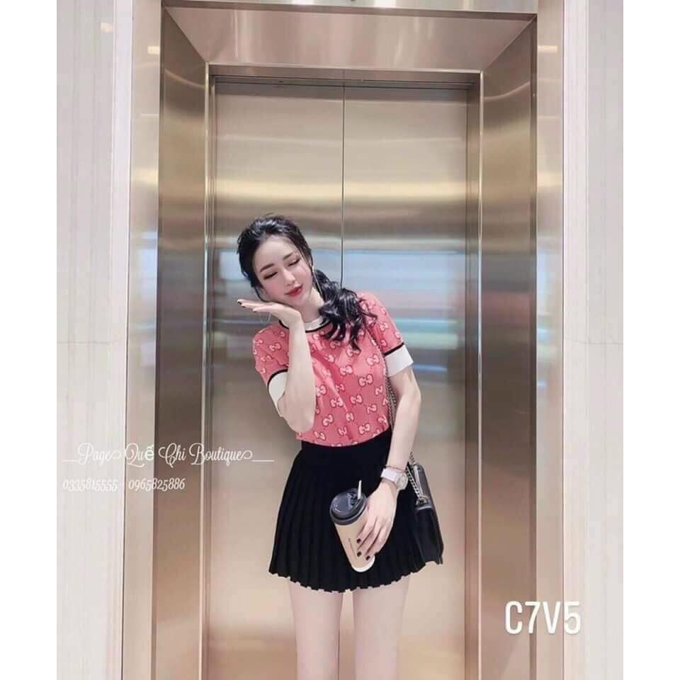 Chân váy nữ 1 tầng xếp ly nhỏ dáng ngắn