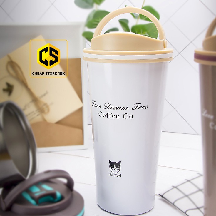 Cốc giữ nhiệt Coffee Co 500ml có quai xách, ly giữ nhiệt, cheapstore10k, cheapstore