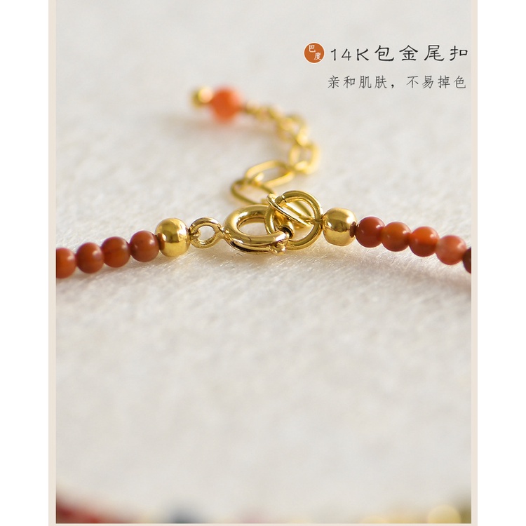 [Hàng Mới Về] Vòng Đeo Tay Đính Đá Mã Não Đỏ Persimmon Màu Đỏ Phía Nam Cho Nữ